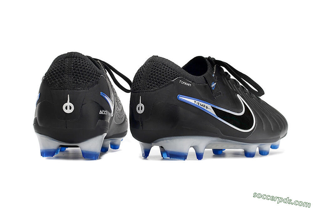 Nike Tiempo Legend 10 Elite FG Low-Tops Football Boots - Black/Blue/Sliver 6