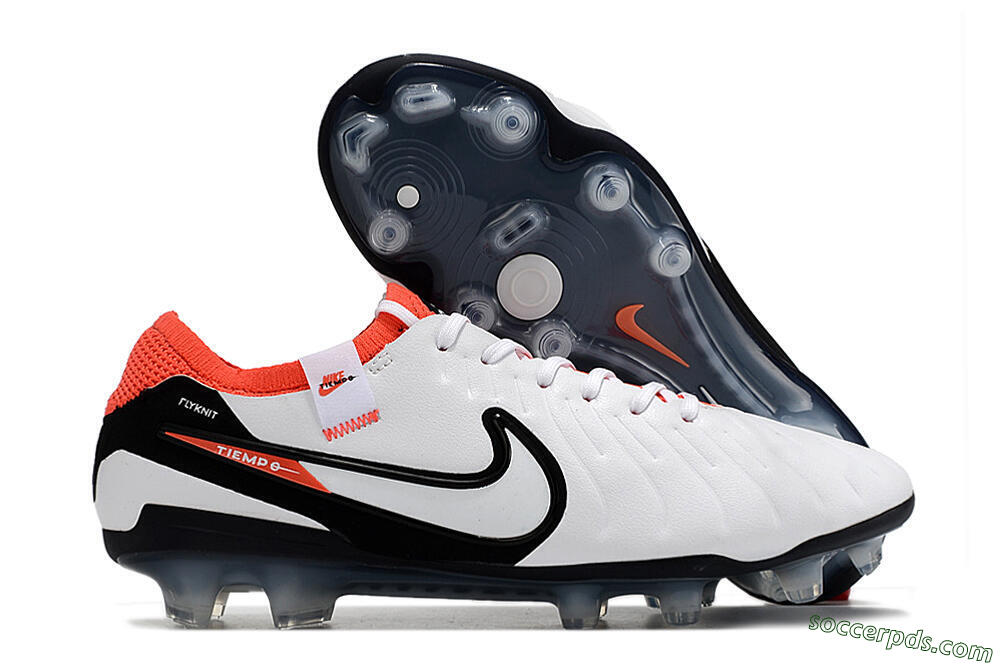 Nike Tiempo Legend 10 Elite FG Low-Tops Football Boots - White/Black/Red 1