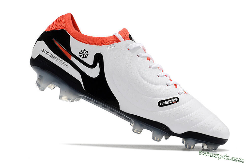 Nike Tiempo Legend 10 Elite FG Low-Tops Football Boots - White/Black/Red 4