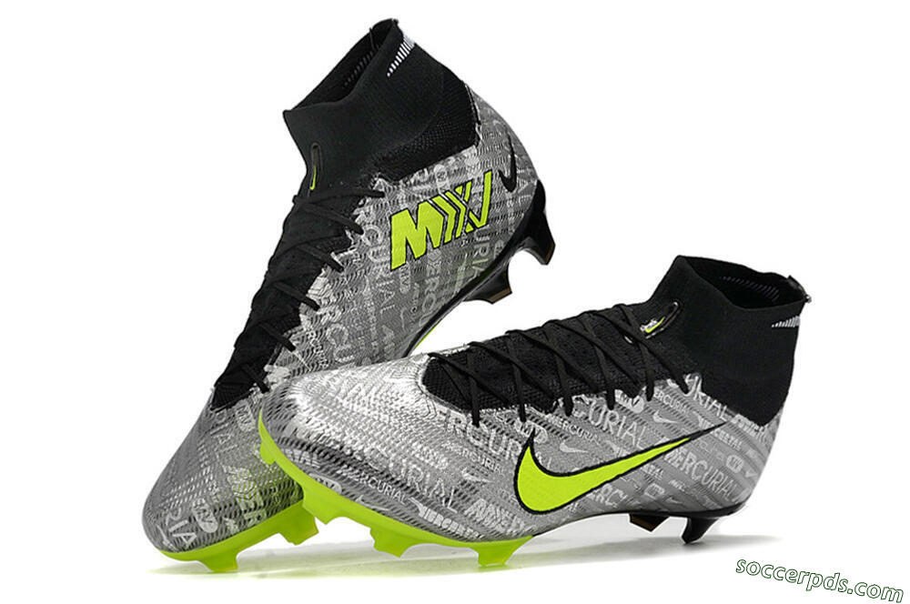Nike Air Zoom Mercurial Superfly 9 Elite FG High-Tops Football Boots - Silver/Green/Black 5