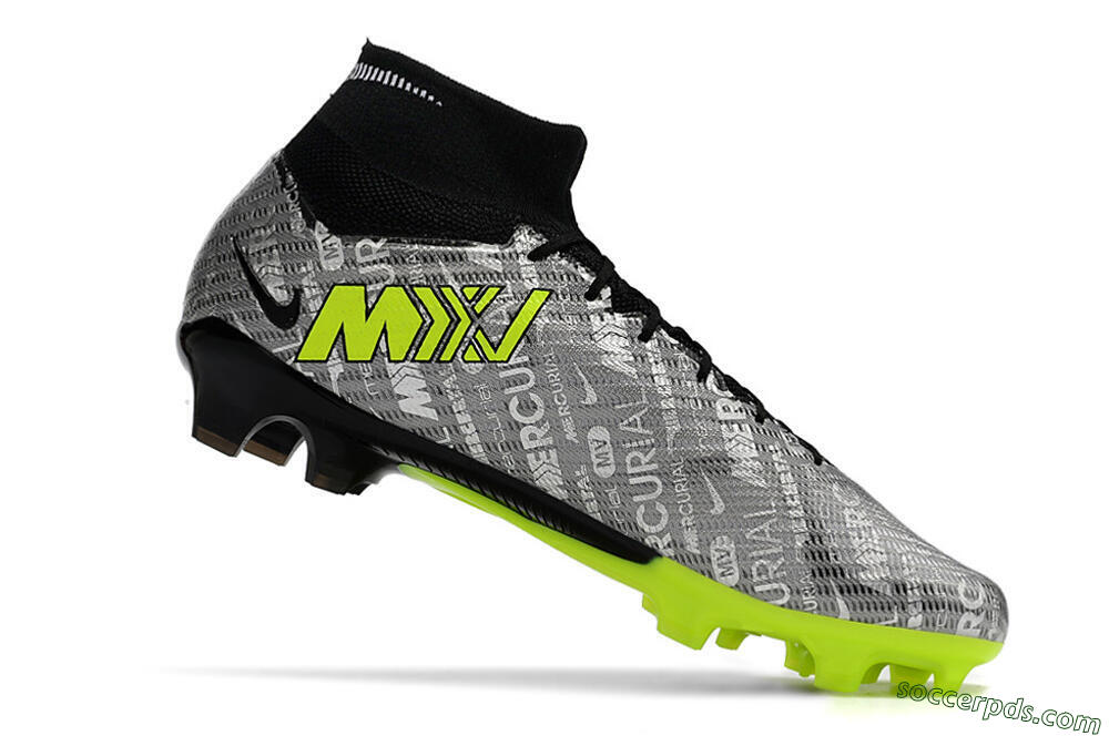Nike Air Zoom Mercurial Superfly 9 Elite FG High-Tops Football Boots - Silver/Green/Black 6