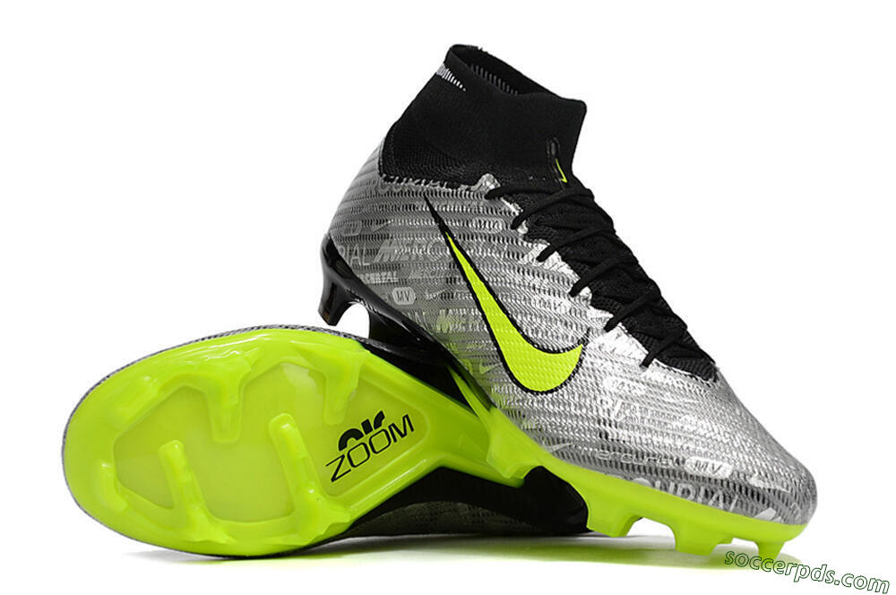 Nike Air Zoom Mercurial Superfly 9 Elite FG High-Tops Football Boots - Silver/Green/Black 4