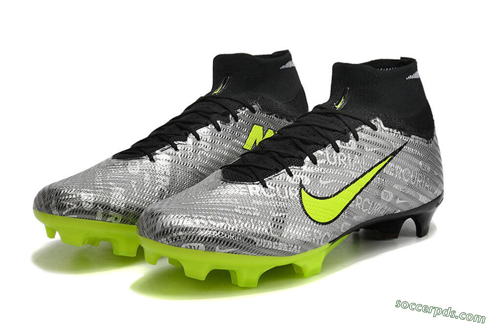 Nike Air Zoom Mercurial Superfly 9 Elite FG High-Tops Football Boots - Silver/Green/Black 9