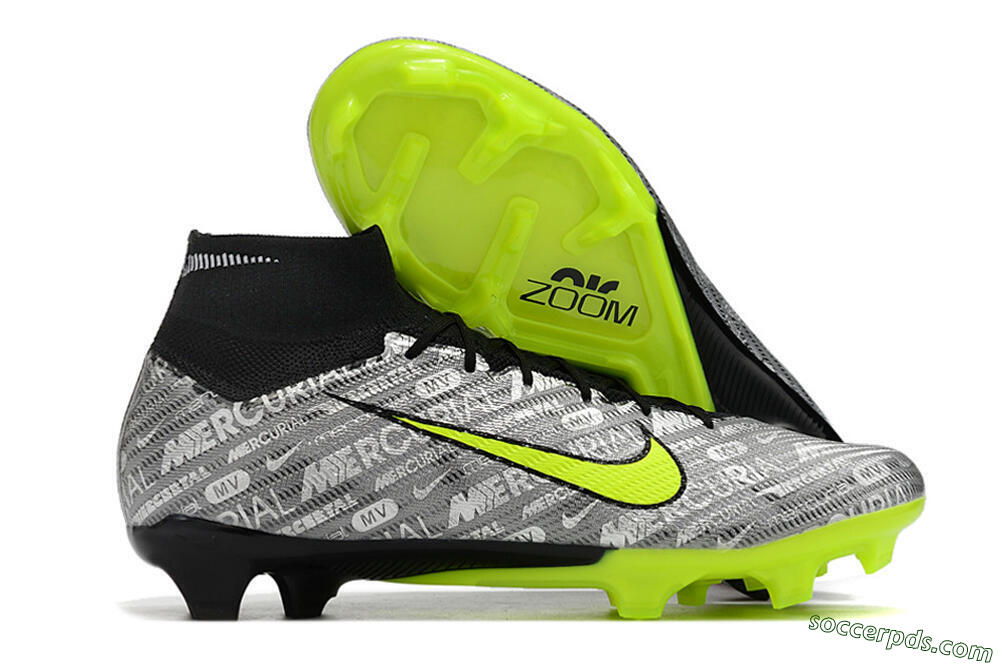 Nike Air Zoom Mercurial Superfly 9 Elite FG High-Tops Football Boots - Silver/Green/Black 1