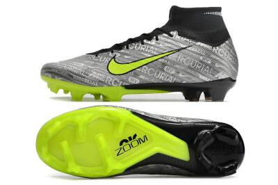 Nike Air Zoom Mercurial Superfly 9 Elite FG High-Tops Football Boots - Silver/Green/Black