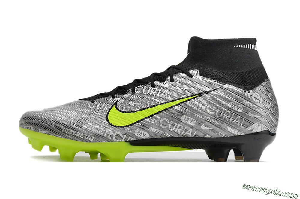 Nike Air Zoom Mercurial Superfly 9 Elite FG High-Tops Football Boots - Silver/Green/Black 2