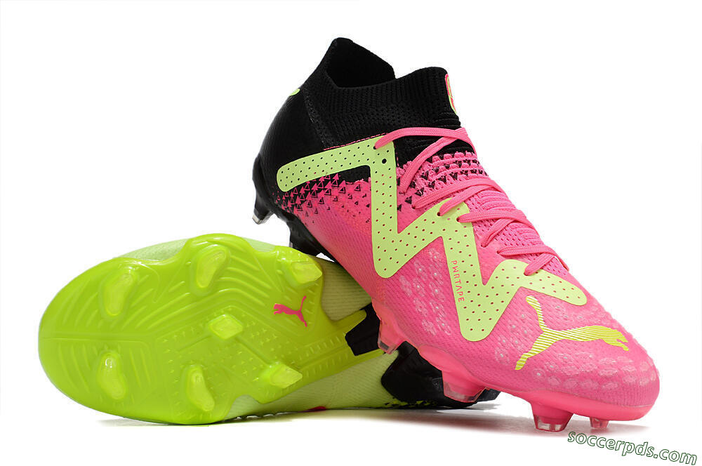 Puma Ultra Ultimate FG Low-Tops Football Boots - Green/Pink/Black 3