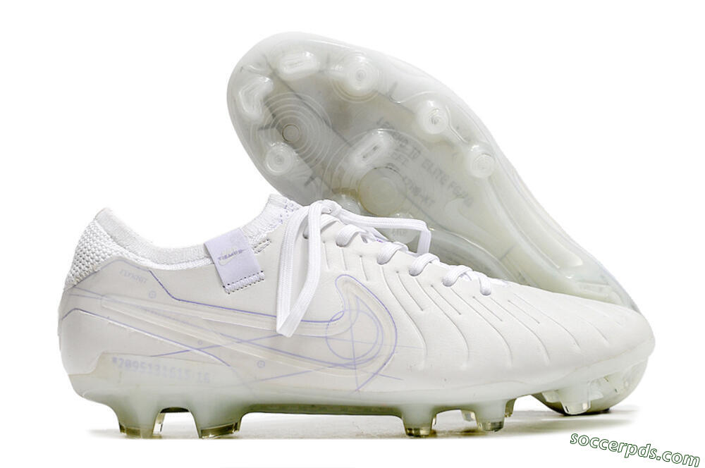 Nike Tiempo Legend 10 Elite FG Low-Tops Football Boots - White/Purple 1