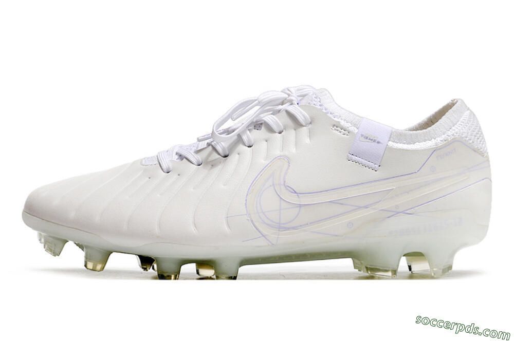 Nike Tiempo Legend 10 Elite FG Low-Tops Football Boots - White/Purple 2