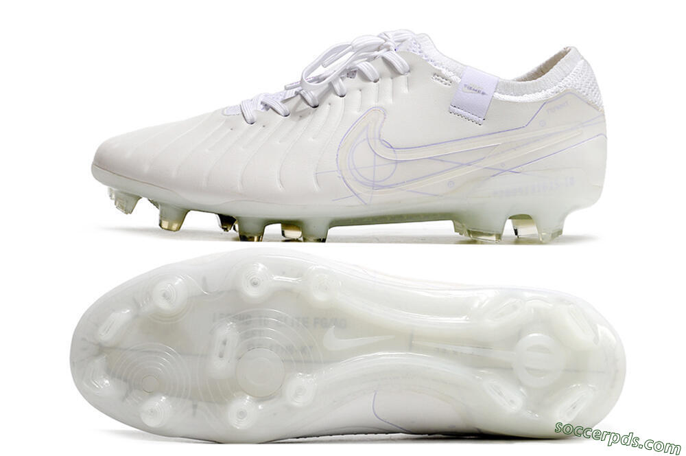 Nike Tiempo Legend 10 Elite FG Low-Tops Football Boots - White/Purple 0