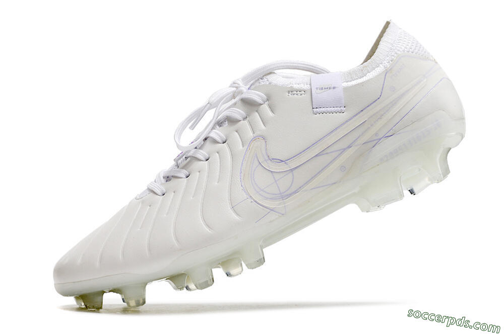 Nike Tiempo Legend 10 Elite FG Low-Tops Football Boots - White/Purple 5