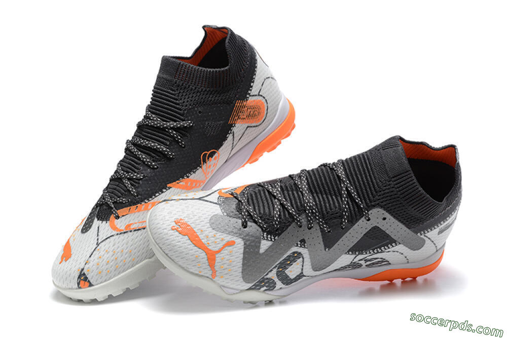 Puma Ultra Ultimate TF Low-Tops Football Shoes - White/Grey/Orange 5
