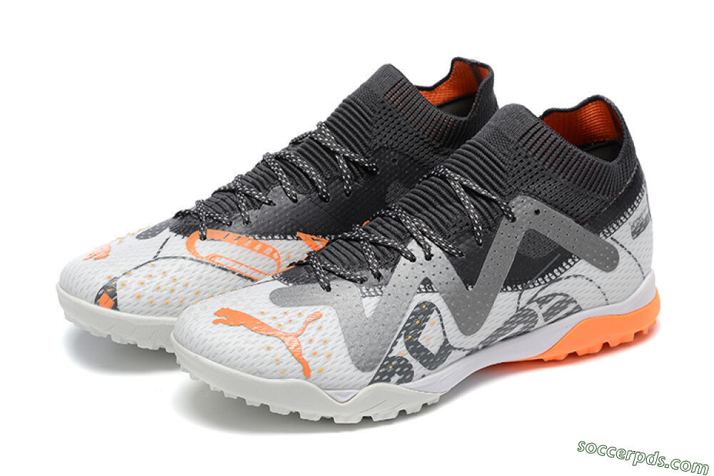 Puma Ultra Ultimate TF Low-Tops Football Shoes - White/Grey/Orange 9