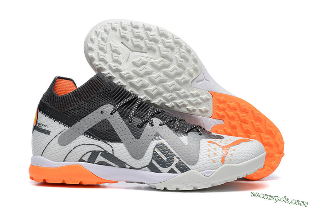 Puma Ultra Ultimate TF Low-Tops Football Shoes - White/Grey/Orange 1