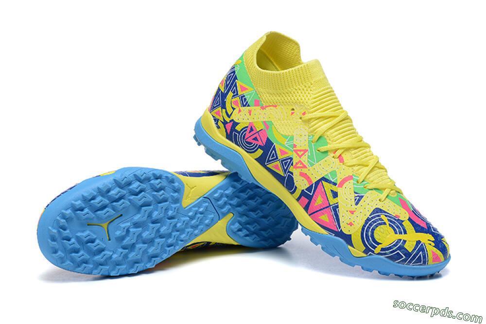 Puma Ultra Ultimate TF Low-Tops Football Shoes - Yellow/Rainbow 4
