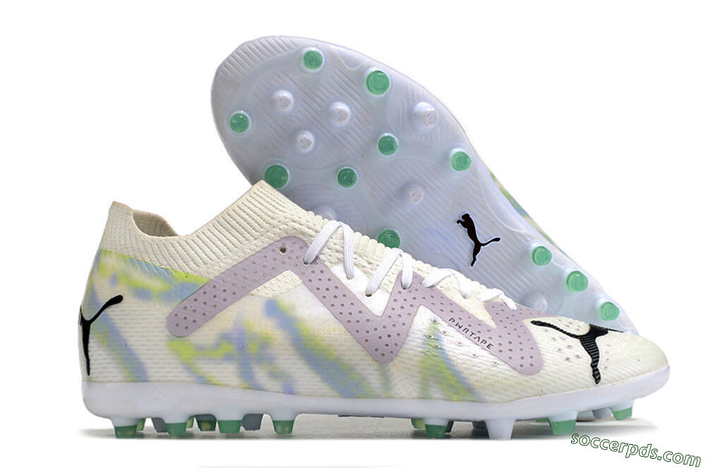 Puma Future Ultimate MG Low-Tops Football Boots - White/Blue/Green 1