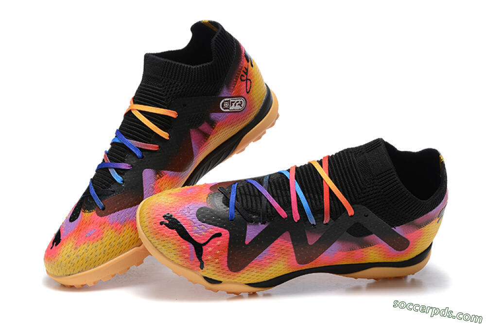 Puma Ultra Ultimate TF Low-Tops Football Shoes - Black/Yellow/Pink/Purple 5