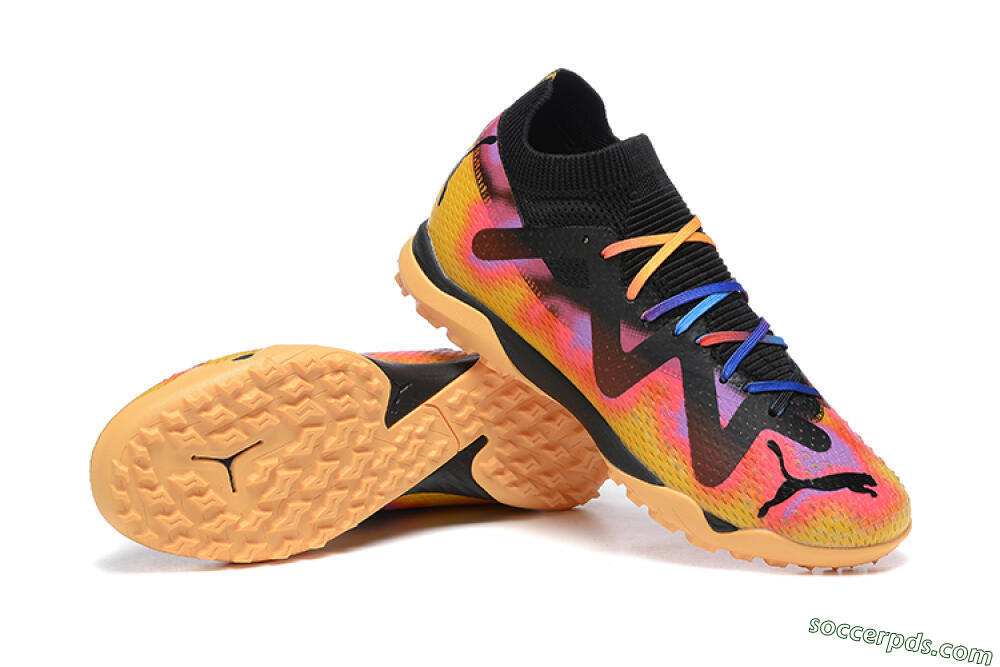Puma Ultra Ultimate TF Low-Tops Football Shoes - Black/Yellow/Pink/Purple 4