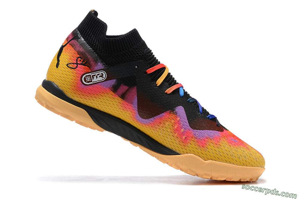 Puma Ultra Ultimate TF Low-Tops Football Shoes - Black/Yellow/Pink/Purple 6