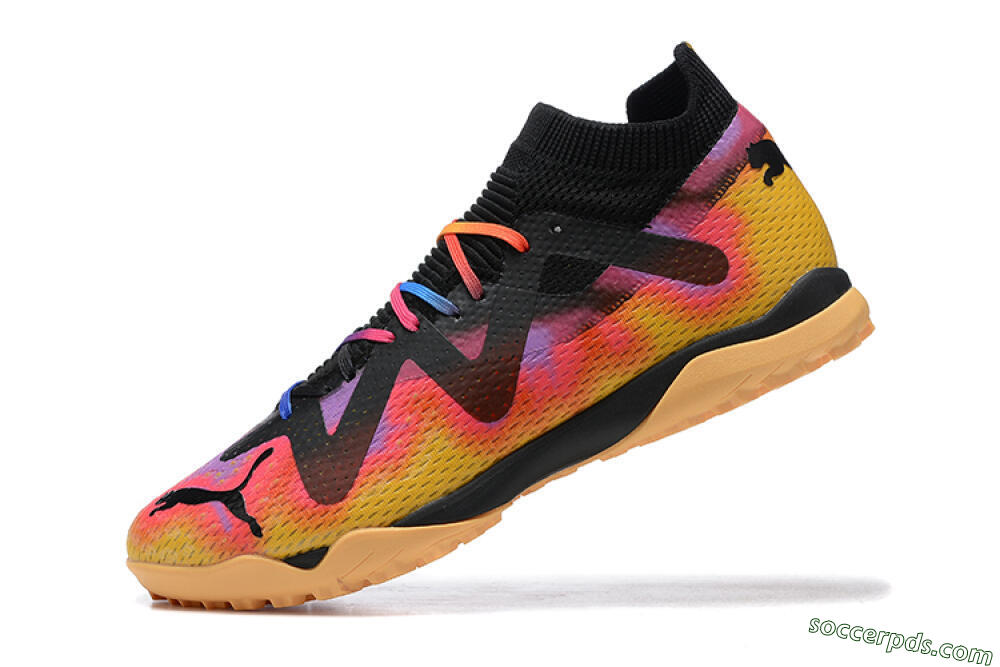 Puma Ultra Ultimate TF Low-Tops Football Shoes - Black/Yellow/Pink/Purple 7