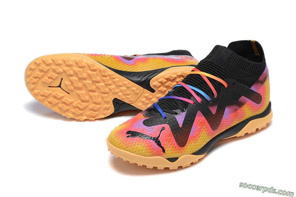 Puma Ultra Ultimate TF Low-Tops Football Shoes - Black/Yellow/Pink/Purple 3