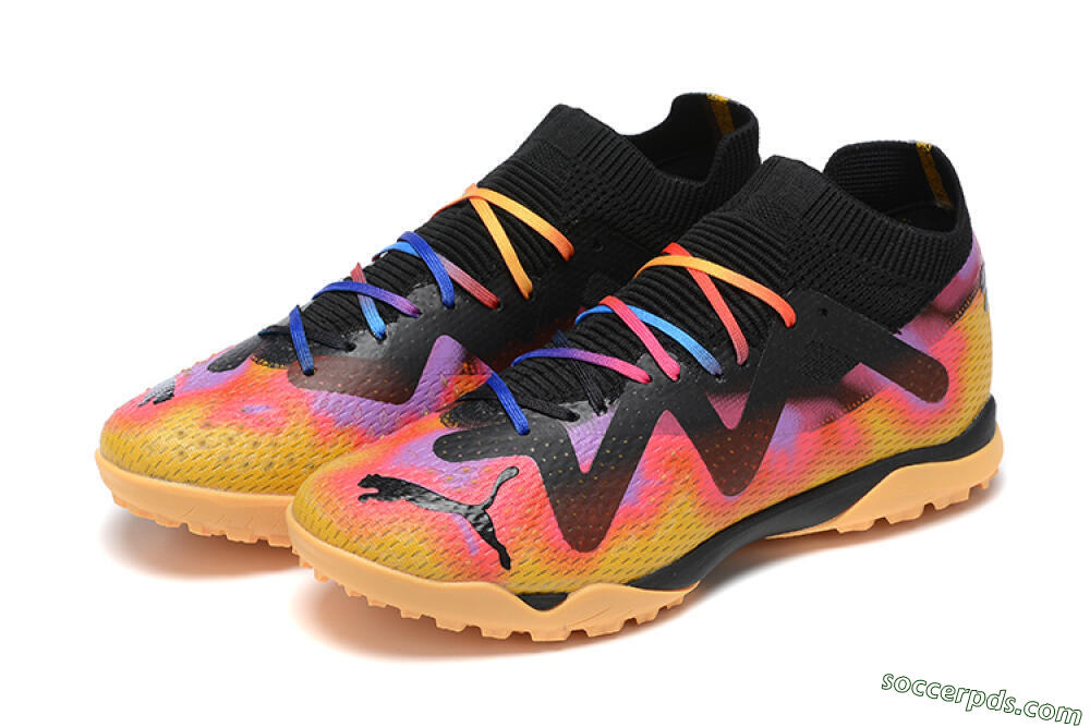 Puma Ultra Ultimate TF Low-Tops Football Shoes - Black/Yellow/Pink/Purple 9