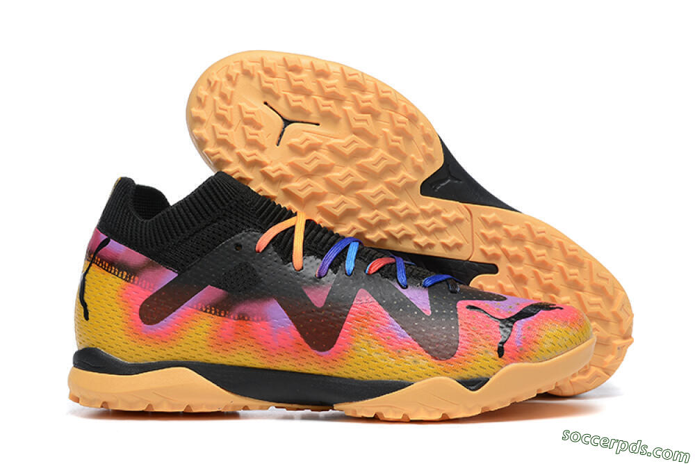 Puma Ultra Ultimate TF Low-Tops Football Shoes - Black/Yellow/Pink/Purple 1