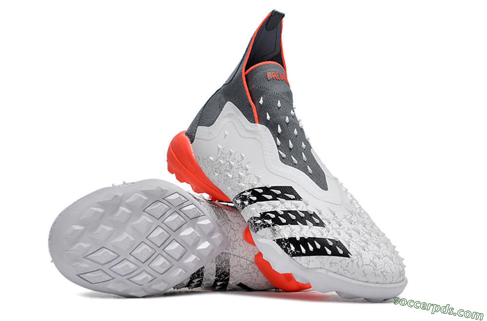 Adidas Predator Freak+ TF High-Tops Football Shoes - White/Grey/Red 3