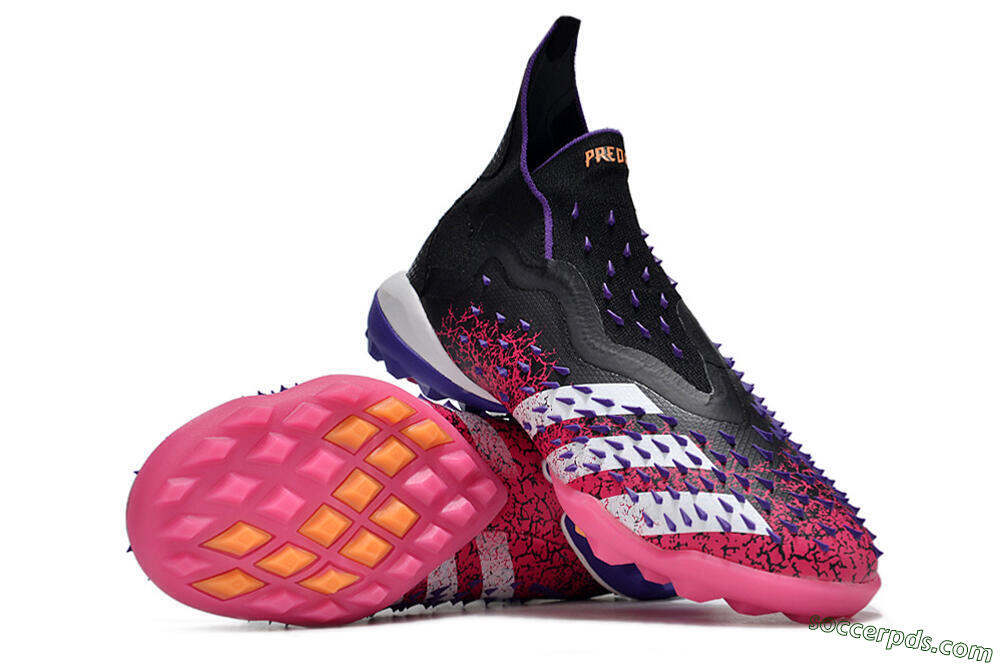 Adidas Predator Freak+ TF High-Tops Football Shoes - Black/Purple/Pink 3