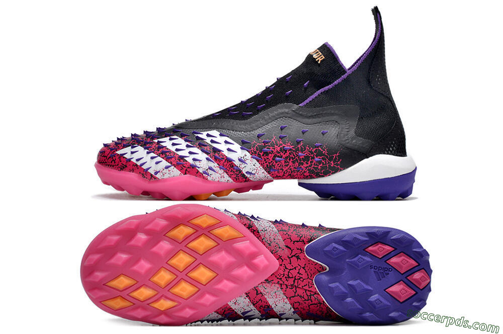 Adidas Predator Freak+ TF High-Tops Football Shoes - Black/Purple/Pink 0