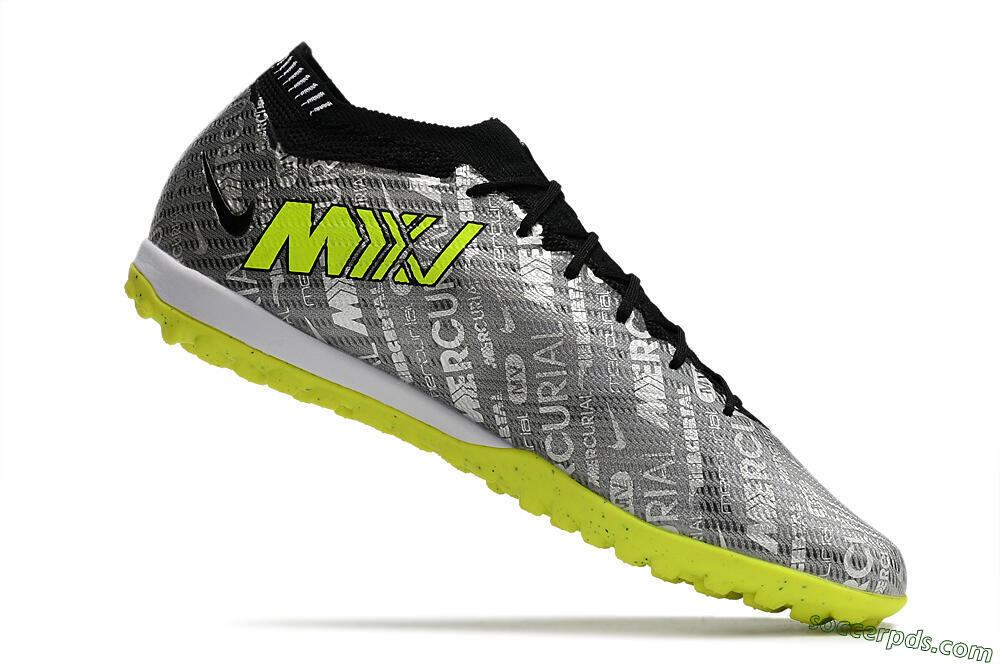 Nike Air Zoom Mercurial Vapor 15 Elite TF Low-Tops Football Shoes - Silver/Green/Black 6