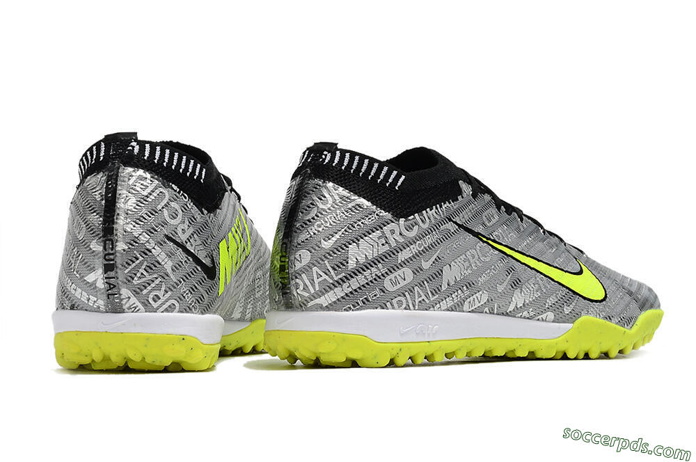 Nike Air Zoom Mercurial Vapor 15 Elite TF Low-Tops Football Shoes - Silver/Green/Black 8