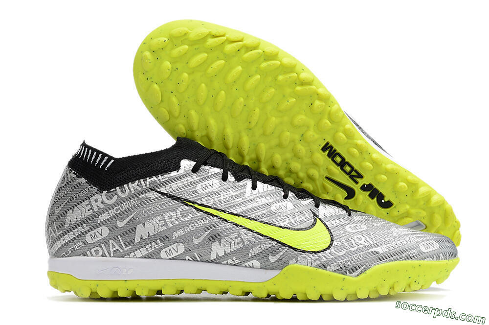 Nike Air Zoom Mercurial Vapor 15 Elite TF Low-Tops Football Shoes - Silver/Green/Black 1