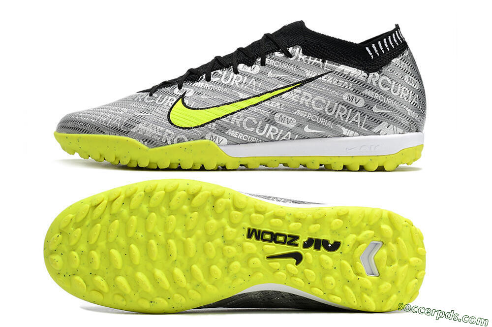 Nike Air Zoom Mercurial Vapor 15 Elite TF Low-Tops Football Shoes - Silver/Green/Black 0