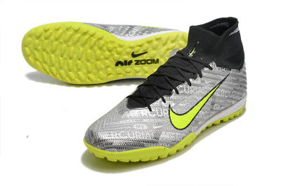Nike Air Zoom Mercurial Superfly 9 Elite TF High-Tops Football Shoes - Silver/Green/Black