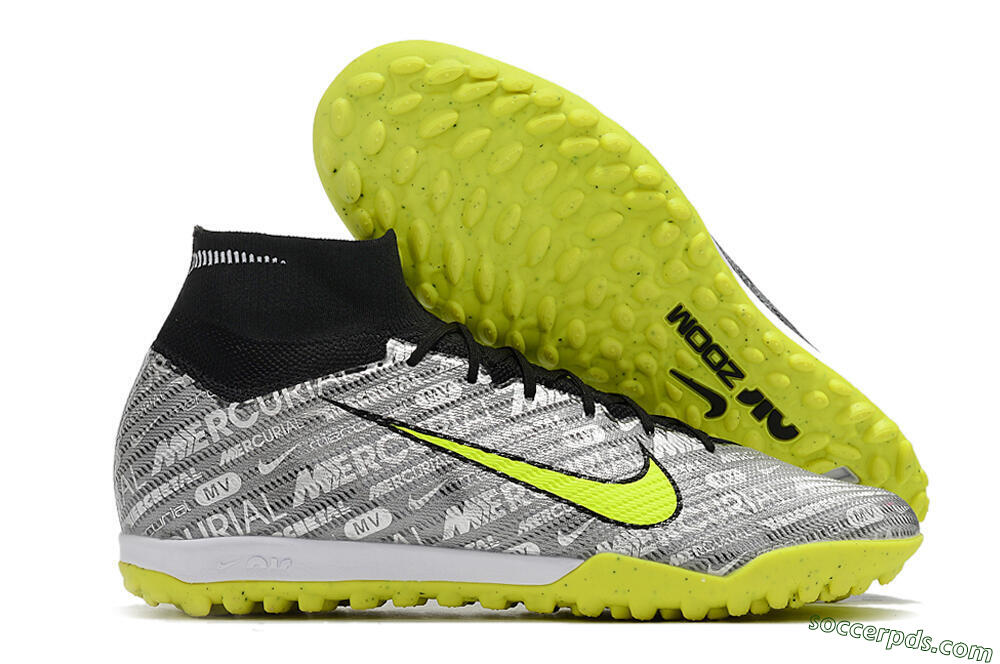Nike Air Zoom Mercurial Superfly 9 Elite TF High-Tops Football Shoes - Silver/Green/Black 1