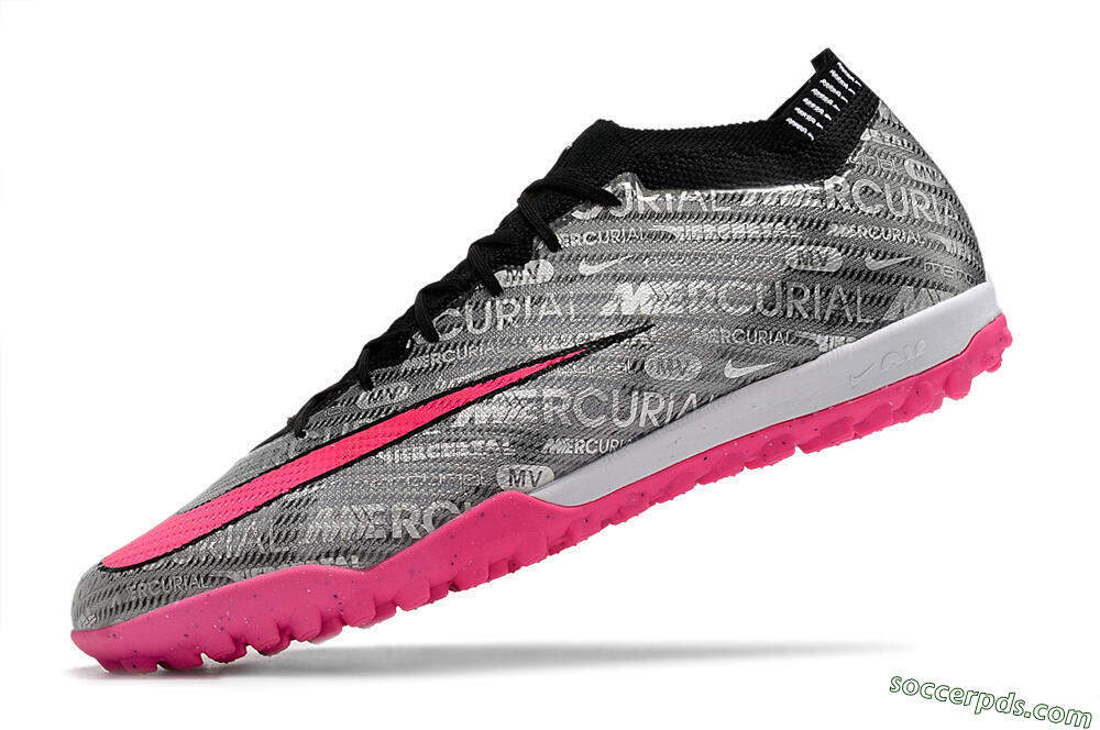 Nike Air Zoom Mercurial Vapor 15 Elite TF Low-Tops Football Shoes - Silver/Pink/Black 7