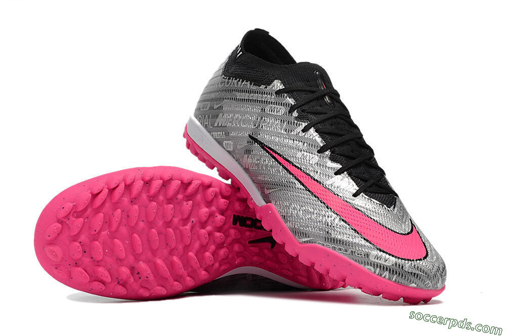 Nike Air Zoom Mercurial Vapor 15 Elite TF Low-Tops Football Shoes - Silver/Pink/Black 4