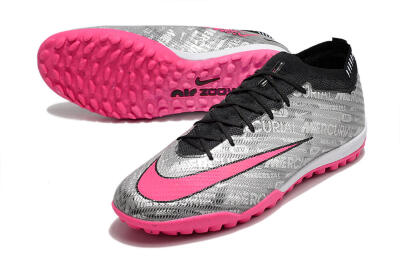 Nike Air Zoom Mercurial Vapor 15 Elite TF Low-Tops Football Shoes - Silver/Pink/Black