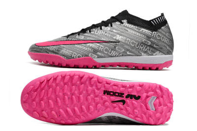 Nike Air Zoom Mercurial Vapor 15 Elite TF Low-Tops Football Shoes - Silver/Pink/Black