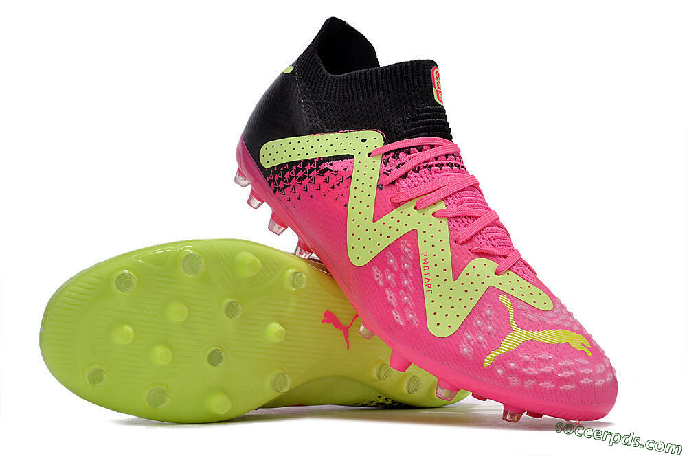 Puma Future Ultimate MG Low-Tops Football Boots - Green/Pink/Black 3