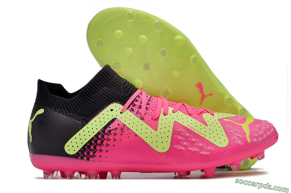 Puma Future Ultimate MG Low-Tops Football Boots - Green/Pink/Black 1