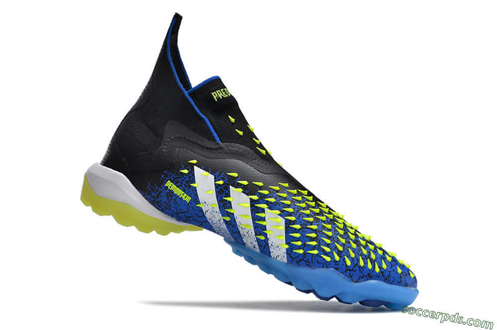 Adidas Predator Freak+ TF High-Tops Football Shoes - Black/Blue/Green 4