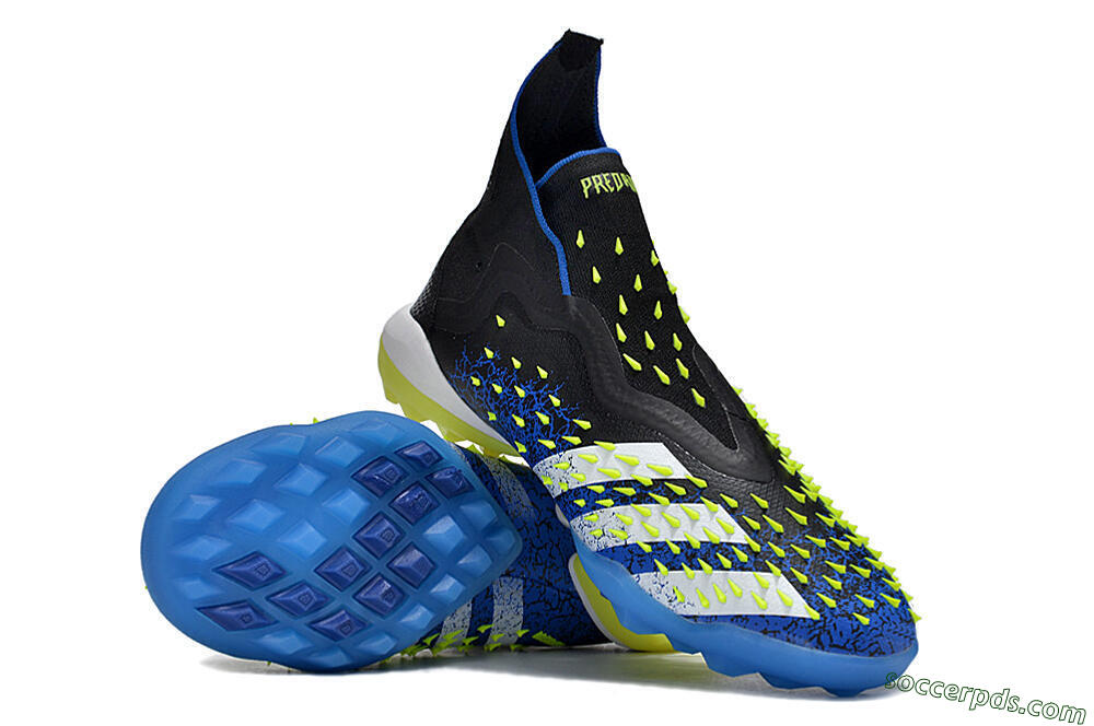 Adidas Predator Freak+ TF High-Tops Football Shoes - Black/Blue/Green 3