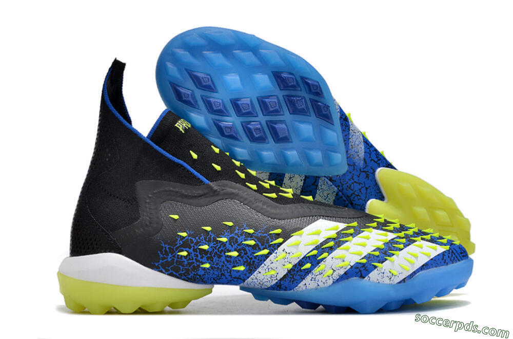 Adidas Predator Freak+ TF High-Tops Football Shoes - Black/Blue/Green 1