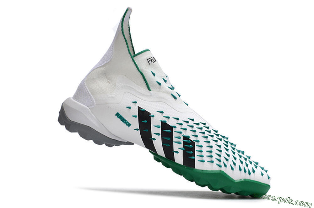 Adidas Predator Freak+ TF High-Tops Football Shoes - White/Green/Black 4