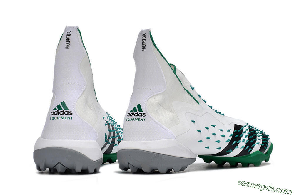 Adidas Predator Freak+ TF High-Tops Football Shoes - White/Green/Black 6