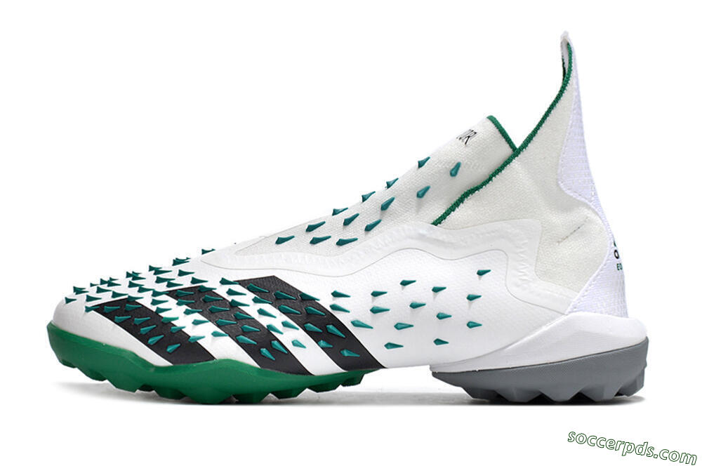 Adidas Predator Freak+ TF High-Tops Football Shoes - White/Green/Black 2