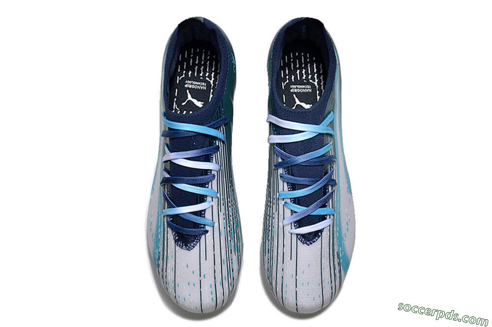 Puma Ultra Ultimate TF Low-Tops Football Shoes - White/Blue/Green 4