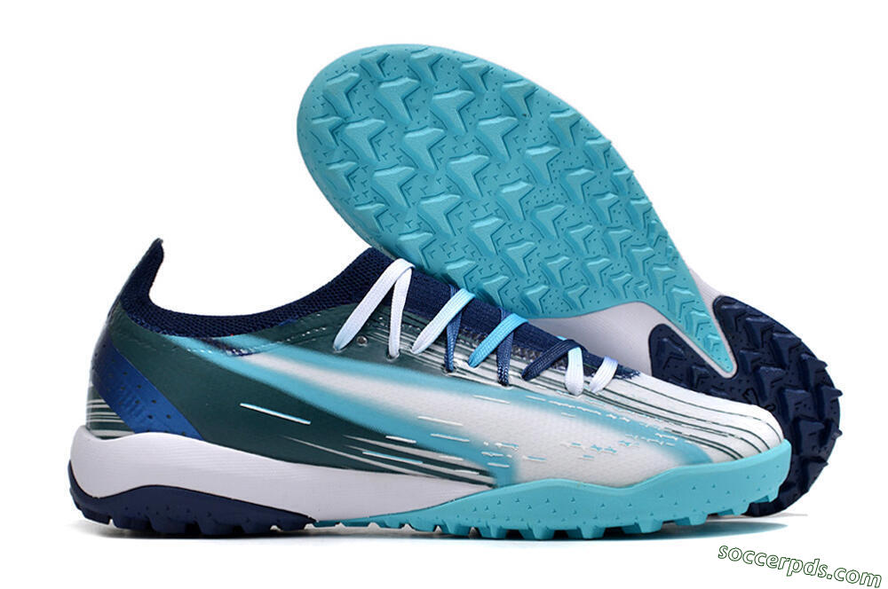 Puma Ultra Ultimate TF Low-Tops Football Shoes - White/Blue/Green 1